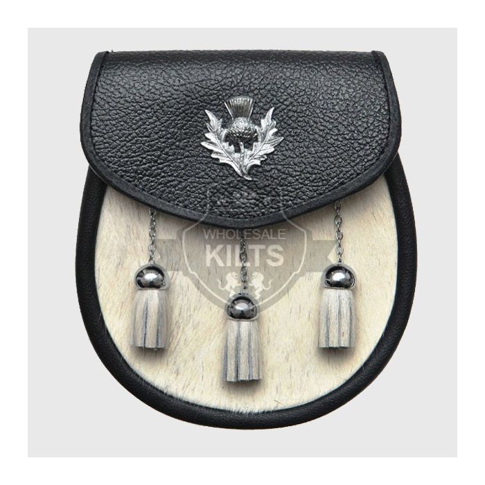 Cow Skin Thistle Badge Kilt Leather Sporran