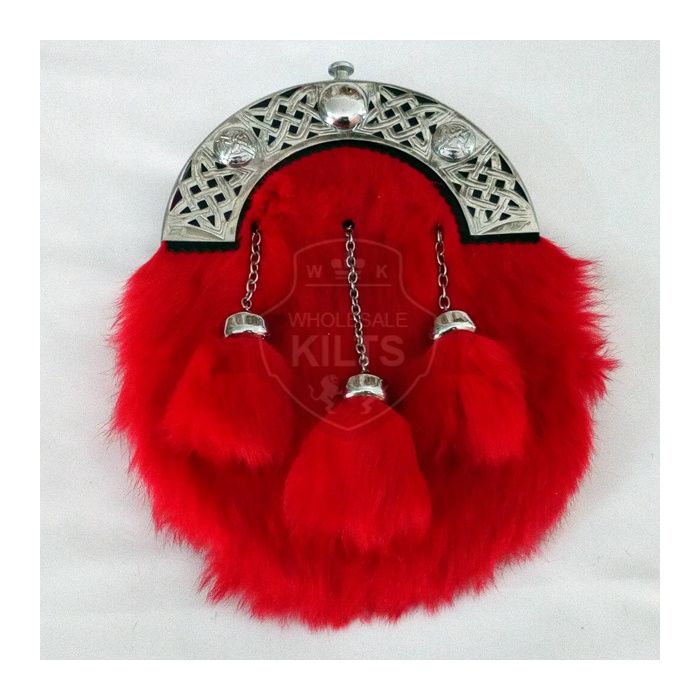 Red Rabbit Fur Kilt Sporran