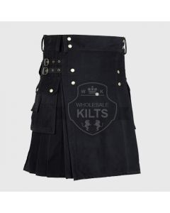 Black Utility Kilt for Men