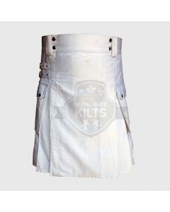 White Utility Kilt for Men