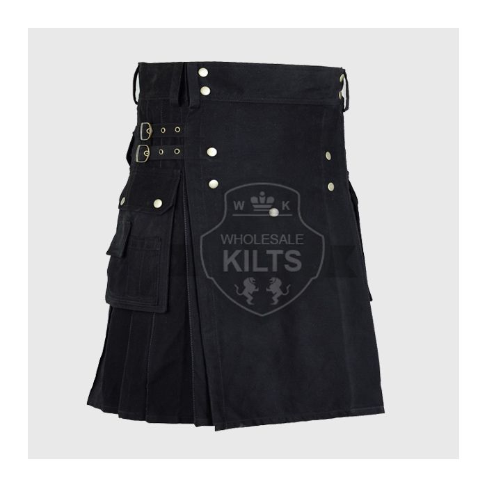 Black Utility Kilt for Men