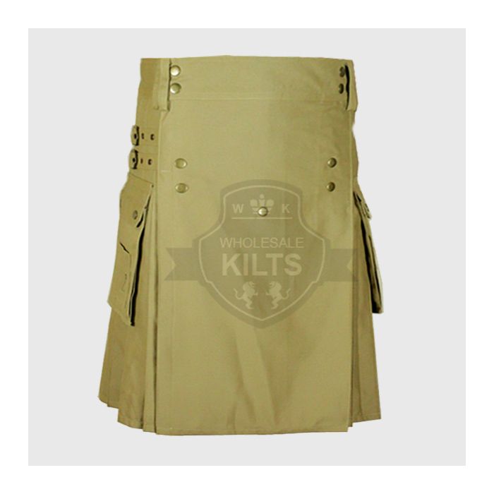 Khaki Modern Utility Kilt for Men