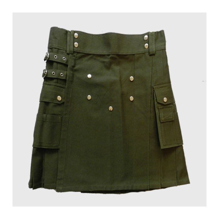 Olive Green Utility Kilt for Men