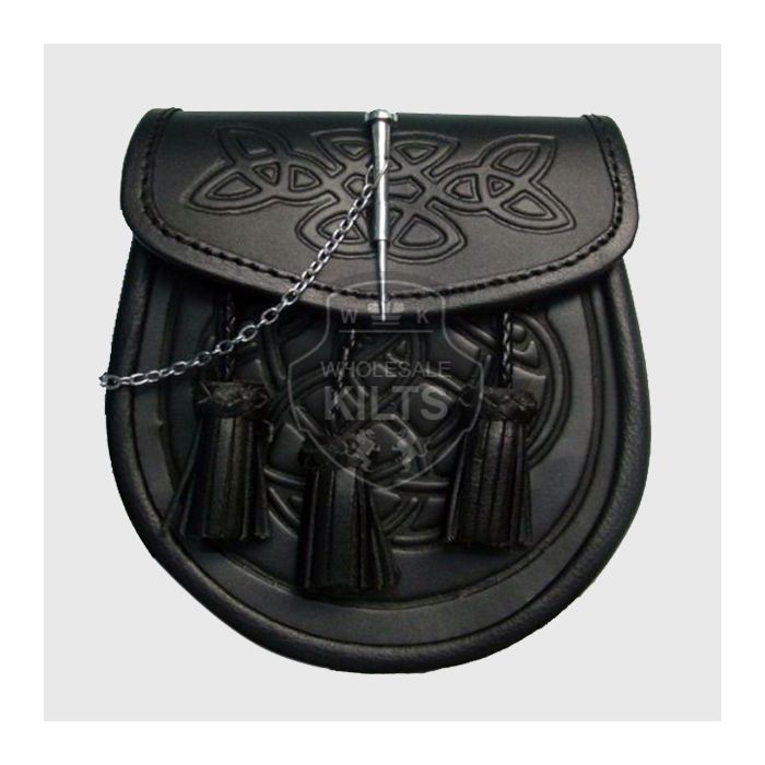 Pin Lock Celtic Embossed Leather Sporran