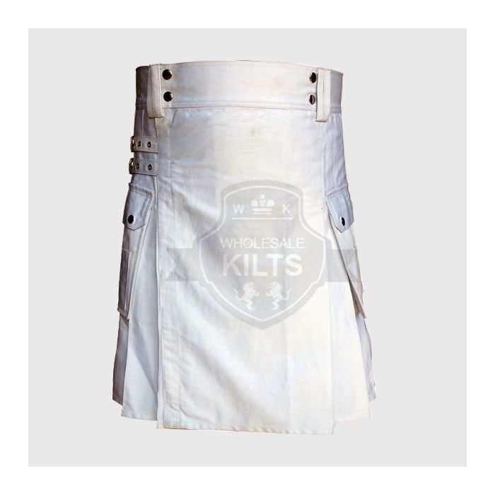 White Utility Kilt for Men