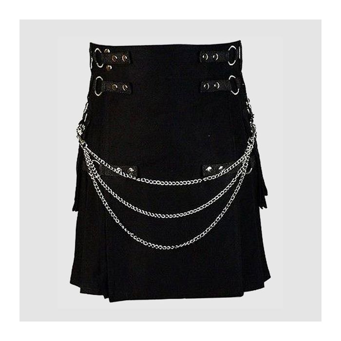 Wholesale Black Fashion Kilt with Chains