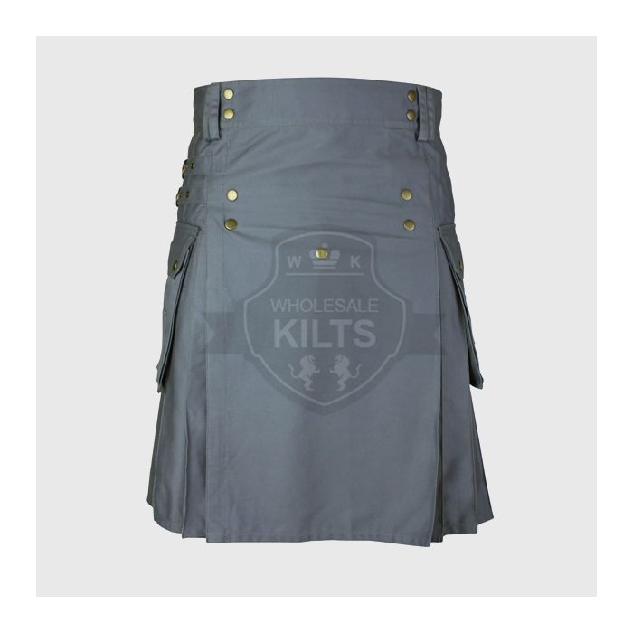 Wholesale Grey Utility Kilt for Men